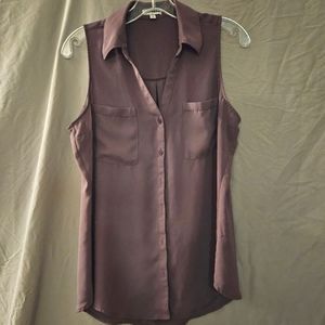 Express Purple Sleeveless Button-Up Blouse